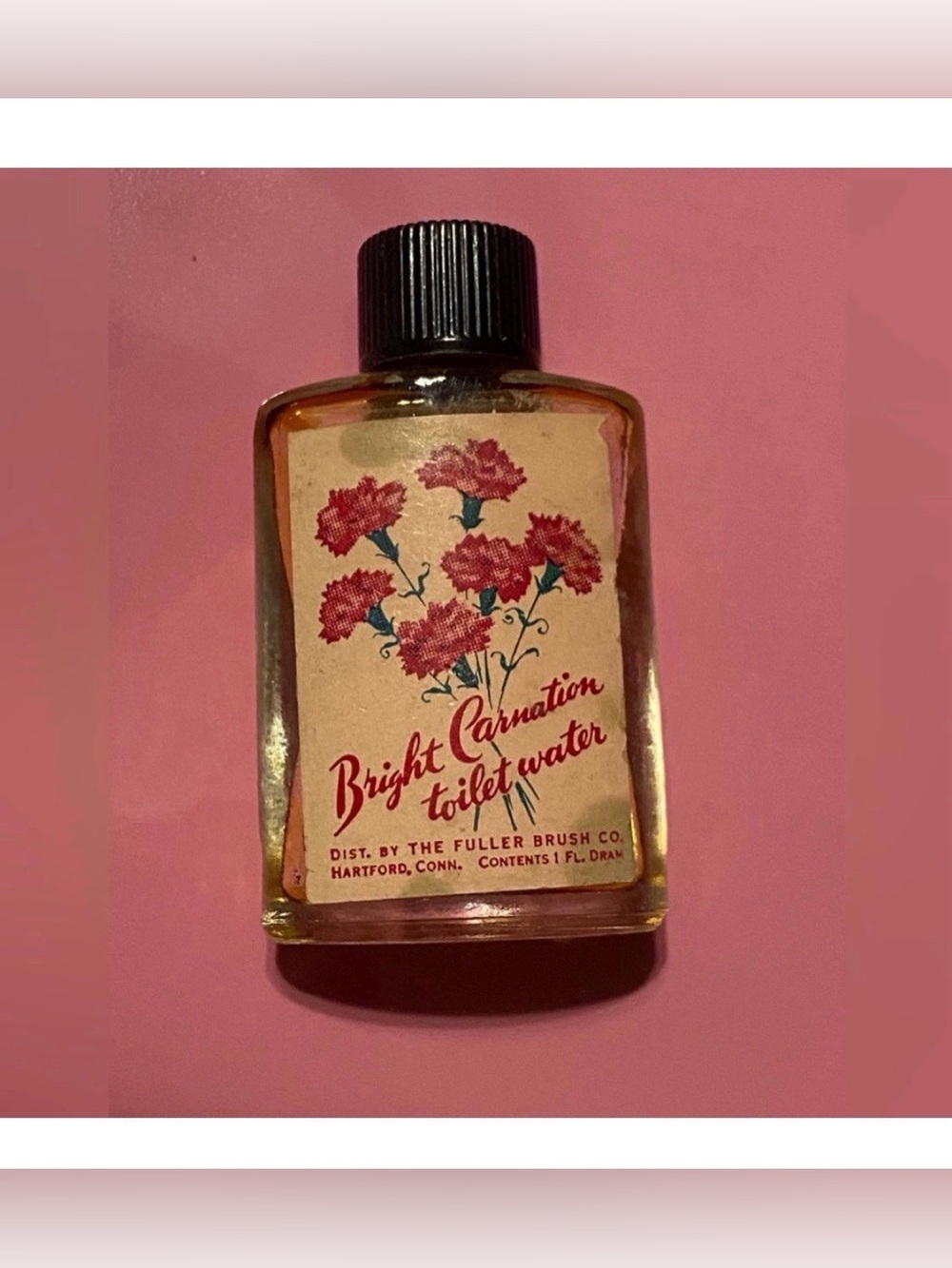 Vintage Bright Carnation Water Empty Miniature Bottle #6262